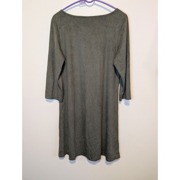 Viereck Dress Intel in Olive Faux Suede Jersey Microfiber 3/4 Sleeve Size Large - Picture 3 of 10